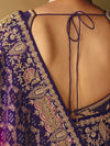 Magenta Purple Bandhani Banarasi Georgette Saree, back view