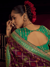 Magenta Purple Patola Dola Silk Saree With Contrast Blouse
