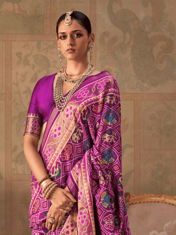 Magenta Purple Patola Silk Saree