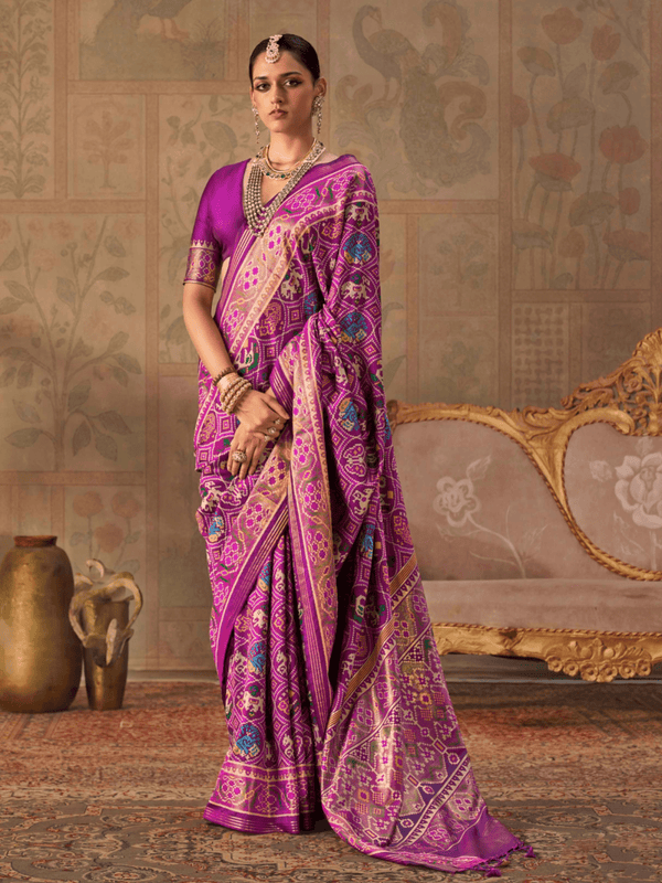 Magenta Purple Patola Silk Saree