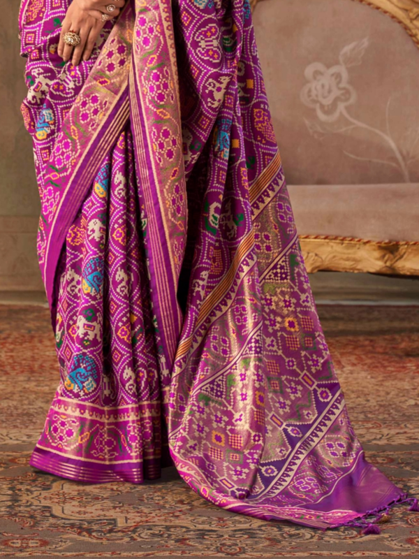 Magenta Purple Patola Silk Saree
