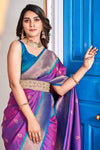 Magenta Purple Woven Soft Peshwai Paithani Silk Saree