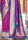 Magenta Purple Woven Soft Peshwai Paithani Silk Saree