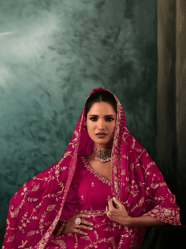 Magenta Satin Silk Saree