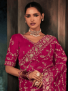 Magenta Satin Silk Saree