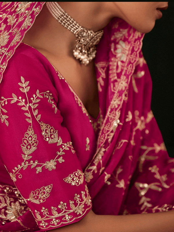 Magenta Satin Silk Saree