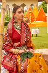 Mango Yellow And Festive Red Printed Patola Silk Saree