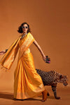 Mango Yellow Handloom Satin Silk Saree