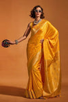 Mango Yellow Handloom Satin Silk Saree