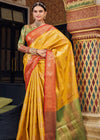 Mango Yellow Woven Banarasi Silk Saree