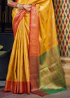 Mango Yellow Woven Banarasi Silk Saree