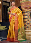 Mango Yellow Woven Banarasi Silk Saree