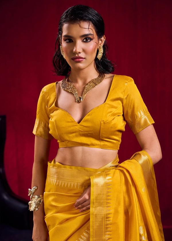 Marigold Yellow Banarasi Silk Saree