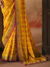 Marigold Yellow Bandhani Banarasi Georgette Saree, border and drape