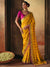 Marigold Yellow Bandhani Banarasi Georgette Saree With Contrast Blouse