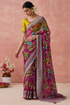 Maroon Brasso Organza Printed Saree