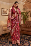 Maroon Kashmiri Pashmina Saree