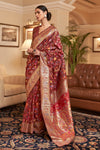 Maroon Kashmiri Pashmina Saree