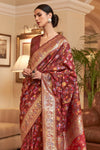 Maroon Kashmiri Pashmina Saree