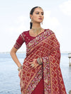 Maroon Red Designer Silk Saree with Zari Weaving