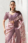 Mauve and Cream Banarasi Digital Printed Saree