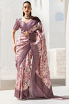 Mauve and Cream Banarasi Digital Printed Saree