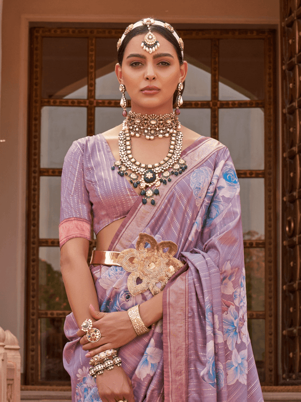 Mauve Banarasi Dola Silk Saree