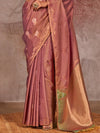 Mauve Kanjivaram Two Tone Silk Saree With Contrast Blouse