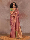 Mauve Kanjivaram Two Tone Silk Saree With Contrast Blouse