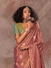 Mauve Kanjivaram Two Tone Silk Saree With Contrast Blouse