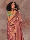 Mauve Kanjivaram Two Tone Silk Saree With Contrast Blouse