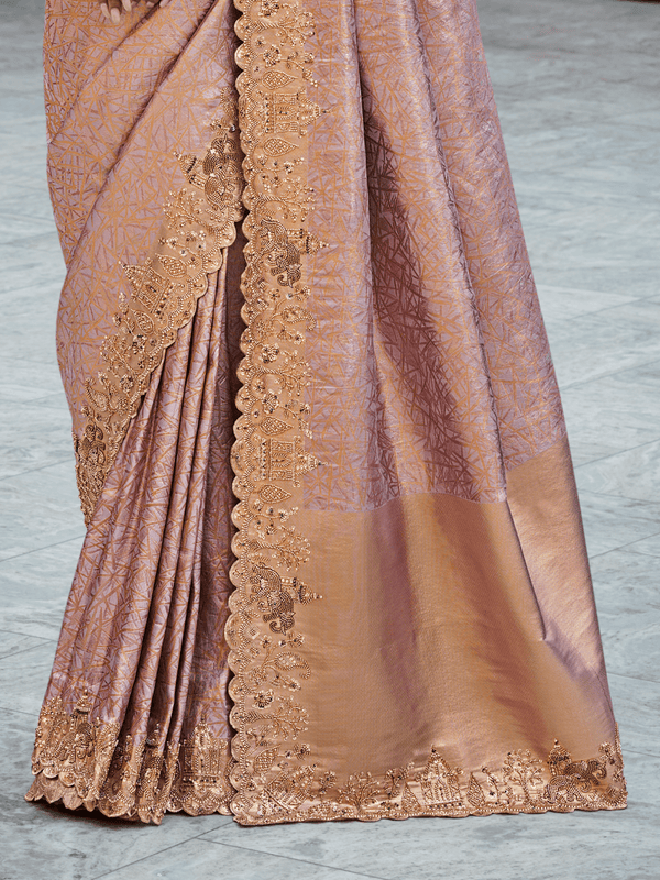 Mauve Pink Banarasi Tissue Silk Saree