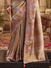 Mauve Pink Embroidered Designer Tissue Silk Saree