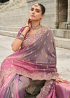 Mauve Pink Embroidery Designer Silk Saree