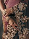 Mauve Purple Embroidered Designer Organza Silk Saree
