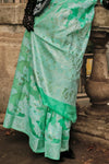 Meadow Green Lucknowi Chikankari Organza Saree