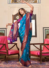 Medium Blue Woven Paithani Soft Silk Saree