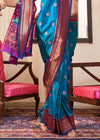 Medium Blue Woven Paithani Soft Silk Saree