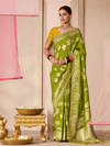 Mehendi Green Banarasi Dola Silk Saree