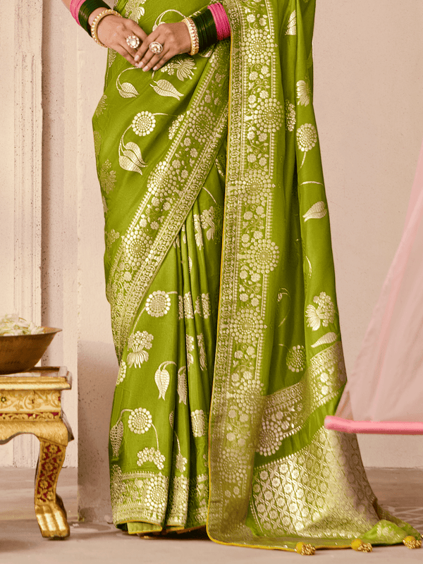 Mehendi Green Banarasi Dola Silk Saree