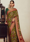 Mehndi Green Brasso Designer Soft Silk Saree