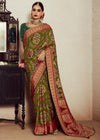 Mehndi Green Brasso Designer Soft Silk Saree