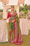 Metallic Bronze Printed Patola Silk Saree