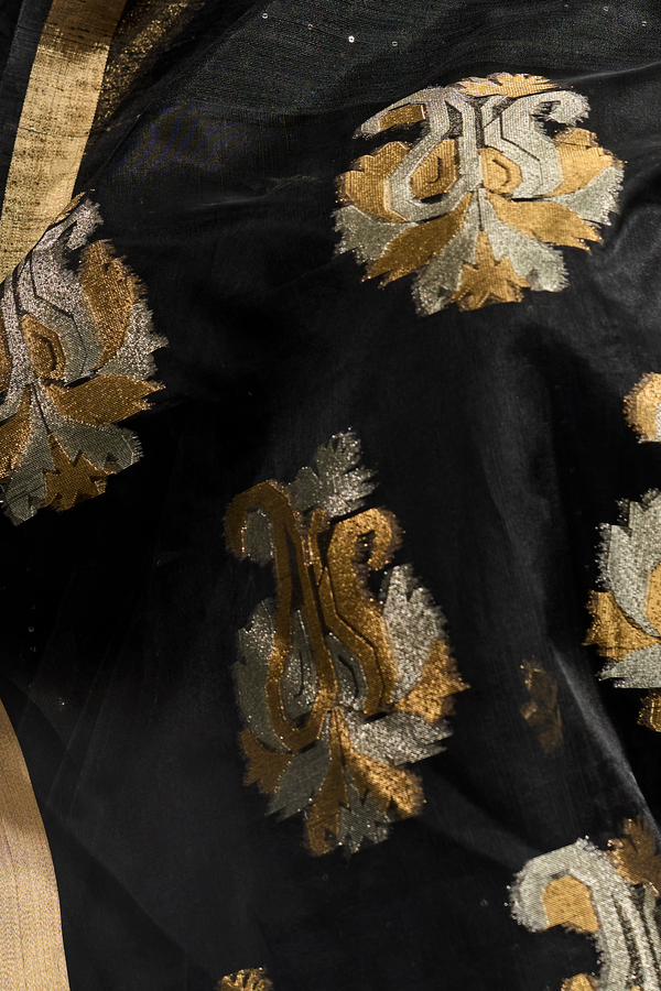 Midnight Black Banarasi Silk Saree