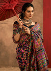 Midnight Black Kashmiri Chinar Cotton Pashmina Saree