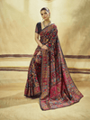 Midnight Black Kashmiri Kani Handloom Cotton Silk Saree