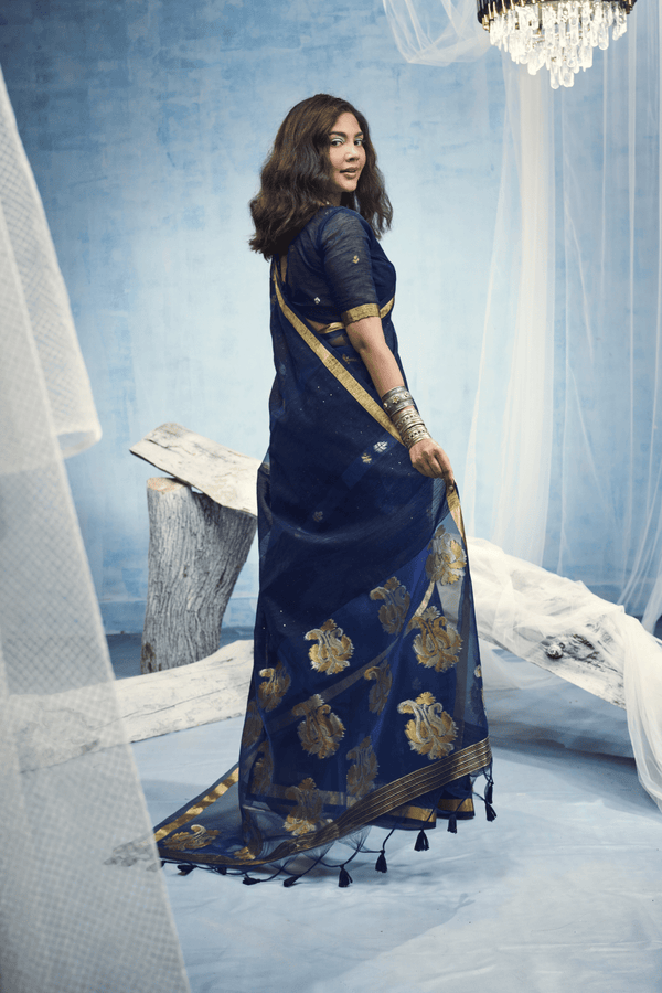 Midnight Navy Banarasi Silk Saree
