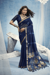 Midnight Navy Banarasi Silk Saree