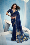 Midnight Navy Banarasi Silk Saree