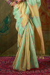 Mint Green and Pastel Yellow Organza Silk Saree